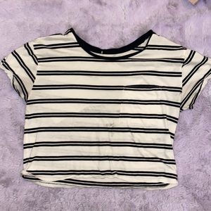 forever 21 black and white striped cropped tshirt w pocket